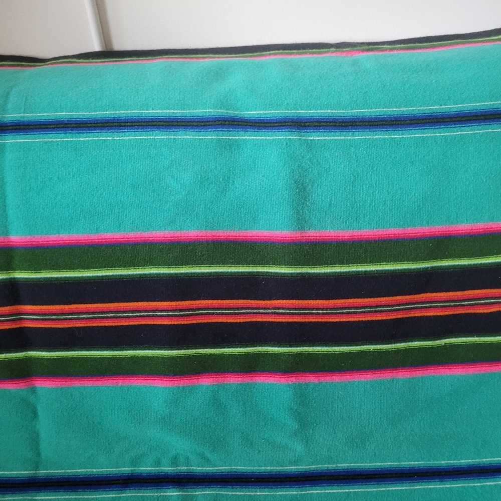 Colorful Striped Wool? Throw Blanket with 3" Fringe - Picture 6 of 16